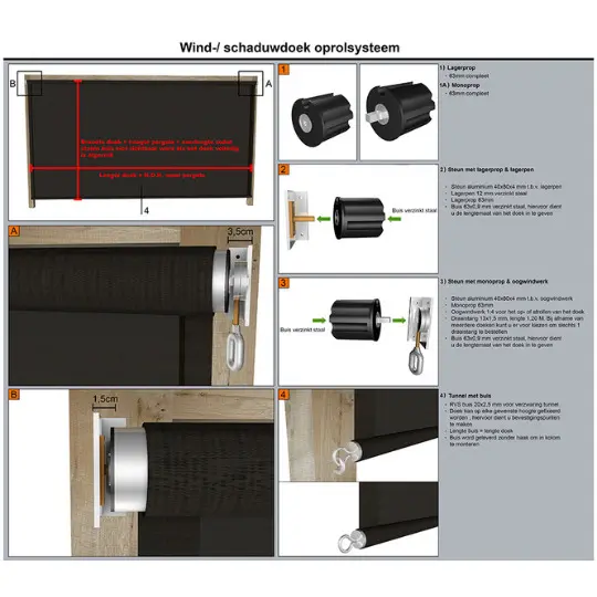Shadow Comfort oprolsysteem draaistang Rolgordijn maatwerk - Afbeelding 2